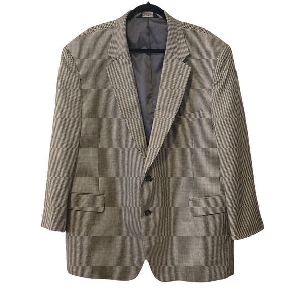 Jos A Bank Blazer 52R Men’s 100% Wool Black White Houndstooth Sport Coat 2 Btn - Picture 1 of 11